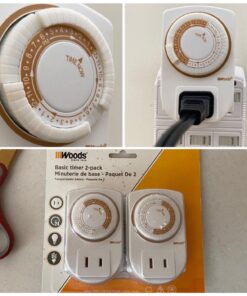 Woods 50006 50006WD Indoor 24-Hour Mechanical Outlet Timer,30 Minute Intervals, Ideal for Automation Holiday Decorations and Christmas Lights, 2 Pack, 2-Pack, Multi, 2 17 71iNnr3xJBL