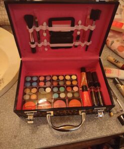 SHANY Carry All Makeup Train Case with Pro Makeup Set, Makeup Brushes, Lipsticks, Eye Shadows, Blushes, Powders, and more - Reusable Makeup Storage - Premium Gift Packaging - Leopard 33 71iRK8m18jL
