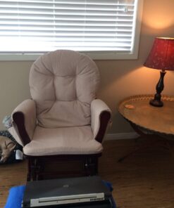 Storkcraft Premium Hoop Glider and Ottoman (Cherry Base, Beige Cushion) – Padded Cushions with Storage Pocket, Smooth Rocking Motion, Easy to Assemble, Solid Hardwood Base Ch/Beige <M21> 37 71iV2jQc0gL