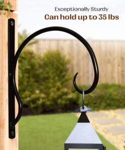 UpBlend Outdoors Plant Hangers Outdoor Hook - 10 X 13.75 Inch Heavy Duty Plant Hanger Bracket, Indoor Wrought Iron Wall Plant Holder, Flower Hooks for Hanging Baskets, Lantern, Windchime Strong, 1 Pack 19 71iXEAXFWVL