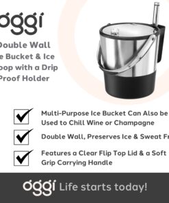 Oggi Insulated Ice Bucket, 4 Quart / 3.8 L, Stainless Steel, Black 4-Quart Stainless Steel Bucket with Ice Scoop 28 71iXc4r0UML