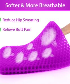 KYSMOTIC Gel Seat Cushion for Long Sitting (Super Large & Thick), Soft & Breathable, Gel Chair Cushion for Wheelchair, for Hip Pain, Gel Seat Cushion for Office Chair (1 Cushion+1 Cover) Black Cover+rose Red Cushion 19 71iY5gvFTCL