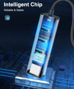 ABLEWE USB C to Ethernet Adapter, 4-in-1 RJ45 to USB-C/Thunderbolt 3 to Gigabit Ethernet LAN Network Adapter for MacBook Pro/Air 2021/2020/2019, iPad Pro 2021, Chromebook, XPS, Surface Book 3/2/Go Grey 26 71iZLreaeL