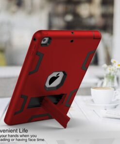 TIANLI iPad 6th Generation Cases,iPad 2018 Case,iPad 9.7 inch Case Three Layer Heavy Duty Shockproof Protective Hybrid High Impact Resistant Cover with Kickstand for iPad A1893/A1954/A1822/A1823,Red Red/Black 29 71iZvXNikcL