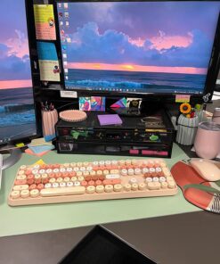 SADES V2020 Keyboard and Mouse Combo, Colorful Wireless Keyboard with Round Keycaps,2.4GHz Dropout-Free Connection,Long Battery Life,Cute Wireless Mouse for PC/Laptop/Computer (MilkTea Color) MilkTea color 36 71iao7CE OL