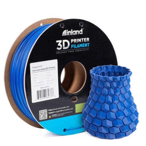 Micro Center Inland PLA Filament 1.75mm - Blue 3D Printer Filament, Dimensional Accuracy +/- 0.03mm - 1kg Cardboard Spool (2.2 lbs) – Fits FDM/FFF Printers – Odor Free, Clog Free Filaments