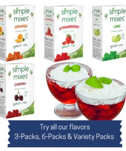 Simple Mixes Natural Gelatin Variety Pack, 2 Each: Strawberry, Orange & Lime, 3.1 Ounce, 6 Total Cartons Variety 6 Pack 18 71ibFKqTWNL