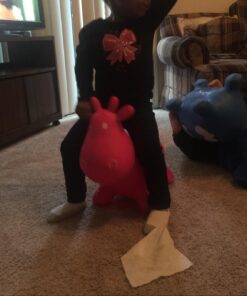 AppleRound Cow Bouncer with Air Pump, Inflatable Space Hopper, Ride-on Bouncy Animal (Pink) Pink 29 71icEBsgfL