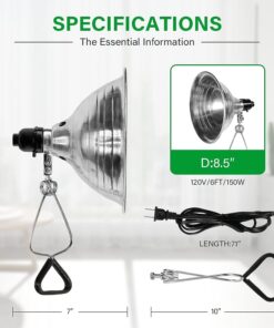 Alternative view of Simple Deluxe HIWKLTCLAMPLIGHTM Clamp Lamp Light with 8.5 Inch Aluminum Reflector Up to 150 Watt E26 Socket (No Bulb Included) 6 Feet 18/2 SPT-2 Cord, 1-Pack , Silver 1 Count (Pack of 1)