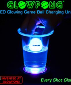 GLOWPONG Green vs Blue Glow in The Dark Beer Pong Game Set for Indoor Outdoor Nighttime Competitive Fun, 12 Green vs 12 Blue Glowing Cups, 4 Glowing Balls, 1 Ball Charging Unit Makes Every Shot Glow 19 71ieqdqtC6L