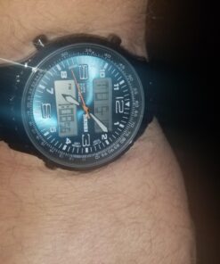 VIGOROSO Men's LED Analog Digital Date Week Sports Outdoor Steel Blue Dial Watch Black&Blue 39 71ifSQz sWL