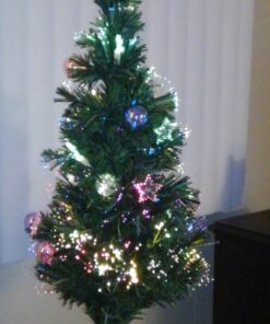 HOLIDAY PEAK 3’ Musical Spinning Fiber Optic Christmas Tree, Pre-Lit and Fully Decorated Revolving Tree 21 71ifd423QYL