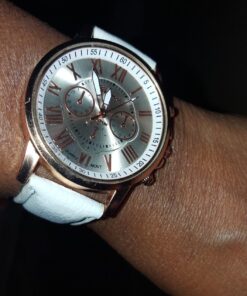 Top Plaza Fashion Women's Analog Watch, PU Leather Band Rose Gold Tone - White White Watch 36 71ii3rdwuQL