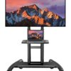 PERLESMITH Rolling/Mobile TV Cart with Wheels for 32-82 Inch LCD LED 4K Flat Screen TVs - TV Floor Stand with Shelf Holds Up to 100 lbs, Height Adjustable Trolley Max VESA 600x400mm- PSTVMC05 14 71iiFIK1xyL