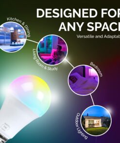 FluxSmart Bluetooth Light Bulb, Smart LED Bulb, Dimmable Smart Bulb, Smartphone-Controlled Hue Bulb with 16 Million Color Options, Compatible with iOS and Android Devices, 7W, A19, E26 Base 60 Watt Equivalent - Classic 26 71ijeBft23L
