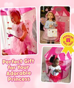 5-Piece Princess Castle Girls Pop Up Play Tent & Dress Up Costume Bundle - Playhouse Gift for Girls & Toddler for Indoor & Outdoor Use with Pink Fairy Tale Carrying Bag & Glow in The Dark Stars 28 71ijyr56lFL