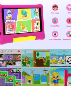 ApoloMedia Kids Tablet, 7 inch Android Tablet for Kids, Toddler Tablet with Bluetooth, WiFi, Parental Control, Dual Camera,2GB RAM 32GB ROM, Pink 9 71ikL3j9k9L