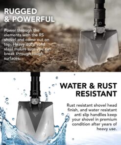 FiveJoy Professional Survival Shovel Multitool - Portable Collapsible Tactical Tool - Entrenching Backpack Equipment for Hiking Camping Car - Gifts for Men Dad Husband (Shovel RS) 18 71ipmATVqsL