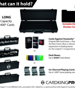 The Big Black Metal Box, Compatible With Cards Against Humanity, Magic The Gathering, MTG, (Game Not Included) | Includes 8 Dividers | (Long Version) Fits up to 1400 Loose Unsleeved Cards The Big Black Metal Box 21 71iry9H9ULL