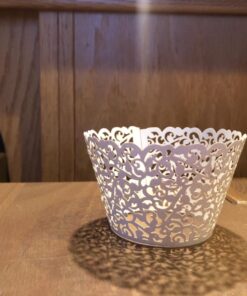 SUYEPER 100pcs Cupcake Wrappers Artistic Bake Cake Paper Cups Little Vine Lace Laser Cut Liner Baking Cup Muffin Case Trays for Wedding Party Birthday Decoration (White) White 35 71isaDwlML
