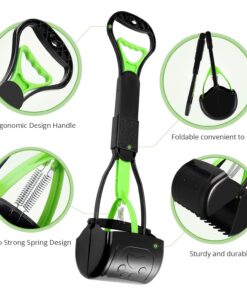 Alternative view of PPOGOO Non-Breakable Pet Pooper Scooper for Dogs and Cats with Long Handle High Strength Material and Durable Spring for Easy Grass and Gravel Pick Up Green