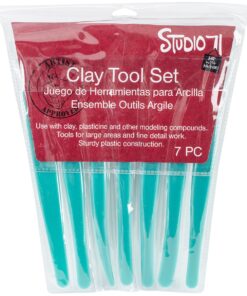 Darice 7-Piece Set – Sturdy Plastic Types Packaged in Reusable Pouch –Tools for Large and Fine Details for Unlimited Clay Creations, 6", Turquoise,
