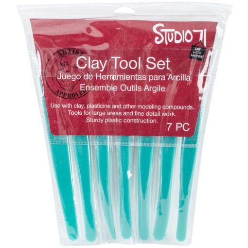 Darice 7-Piece Set – Sturdy Plastic Types Packaged in Reusable Pouch –Tools for Large and Fine Details for Unlimited Clay Creations, 6", Turquoise,