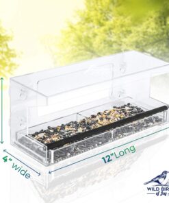 Wild Birds of Joy Window Bird Feeder with 4 Super Strong Suction Cups & Sliding Seed Tray, Large, Clear Acrylic, Easy Clean, Outdoor Bird Feeders, Outside View Up Close of Finch, Cardinal and Blue Jay 33 71ivmsg5jHL