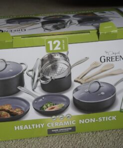 GreenPan Lima Hard Anodized Healthy Ceramic Nonstick 12 Piece Cookware Pots and Pans Set, PFAS-Free, Oven Safe, Gray 44 71iwJc3TOoL