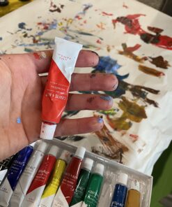 Acrylic Paint Set for Adults and Kids - 12 Pack of 12mL Paints with 3 Art Brushes, Non-Toxic Craft Paint, Halloween Pumpkin Painting Kit - Canvas, Ceramic, Rock Paint - Art Supplies 0.4 Fl Oz (Pack of 12) 36 71iwaennBuL