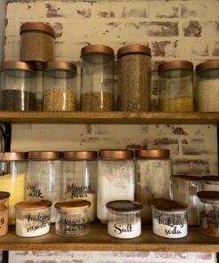 KKC HOME ACCENTS Airtight Glass Loose Tea Storage Holder Container,Tea Canisters For Loose Tea,Ground Coffee,Glass Storage Jar Containers with Airtight Wood Lids,Sealed Jars,25 Fluid-oz 25 Floz x 2 25 71iwd7WStRL