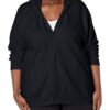 JUST MY SIZE Women's Plus Size Zip-up Fleece Hoodie, EcoSmart Midweight Hooded Sweatshirt 4X Ebony