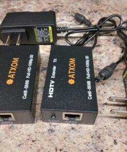 ATXOM HDMI Over Ethernet Extender, Over Cat 5e/6/7 LAN Cable, Up to 200Ft, Full HD 1080P @ 60HZ, EDID Copy, Dolby Digital/DTS Compatible, High Resolution Signal, Balun Transmitter and Receiver 74 71ixcs6d2lL