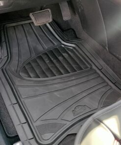 Armor All® 4-Piece Rubber Floor Mats, All-Weather Protection, Universal, Trim to Fit Front, Back, Full Coverage Custom Fit Mats for Cars, Trucks, SUVs - (Black) 4-Piece Black Rubber Floor Mats 50 71j Pzubq1L