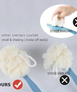Shower Body Brush with Bristles and Loofah,Back Scrubber Bath Mesh Sponge with Curved Long Handle for Skin Exfoliating Bath, Massage Bristles Suitable for Wet or Dry, Men and Women (Blue) 18 71j0xqbJXIS