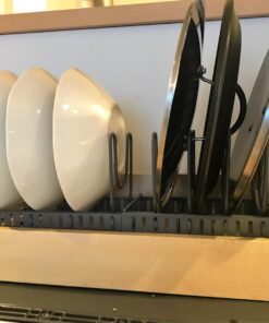 Pot Lid Holder 12+ Adjustable Dividers by BTH Expandable Pan and Pot Lid Organizer Rack for Cabinet – Heavy Duty Pot Lid Organizer for Kitchen Under Sink Drawer Pantry Storage (5.5"W, Dark Grey) LID HOLDER 5.5"W (DARK GREY) 40 71j1iVDQE7L