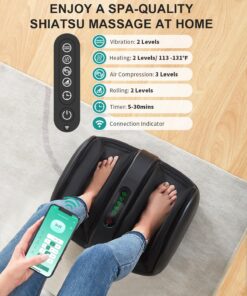 Nekteck Foot Shiatsu Massager for Circulation and Pain Relief, Smart Electric Massage Machine with Heat, Deep Kneading, Vibration, Compression for Feet, Calf, Arm Muscle Relax Black (APP Control) Black - APP Control 17 71j2os0CXL