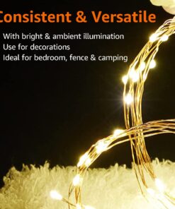 Amazon Basics 2.7ft 100 LED Curtain Lights, Battery Powered Fairy String Lights for Bedroom, Warm White 100 LEDs, Curtain -1 pack 9 71j2zzIbenL