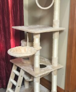 Go Pet Club Classic Cat Tree, Faux Fur Finish, Sisal Rope Scratcher, 62"H, Beige 65 71j34nIWJwL