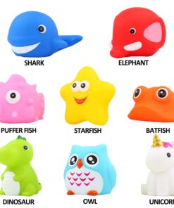Bath Toys, 8 Pcs Light Up Floating Rubber Animal Toys Set, Flashing Color Changing Light in Water, Baby Infants Kids Toddler Child Preschool Bathtub Bathroom Shower Games Swimming Pool Party 23 71j3TH7zT8L