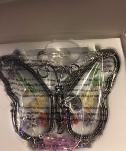 Mom Butterfly Suncatcher with Pressed Flower Wings and Silver Heart Charm - Hanging Height 8" 1 40 71j7CMhz3TL