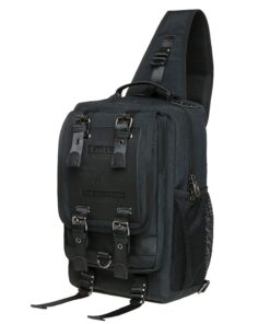 Alternative view of KAUKKO Canvas Messenger Bag Cross Body Shoulder Sling Backpack Travel Hiking Chest Bag 252-1-black