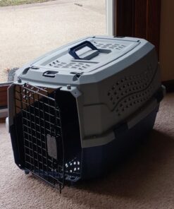 Amazon Basics - 2-Door Top-Load Hard-Sided Dogs, Cats Pet Travel Carrier, Gray & Blue, 22.8"L x 15.0"W x 13.0"H Two-Door Top-Load 83 71j8E8JPiCL