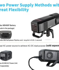 Godox AD400 Pro AD400Pro Outdoor Flash Strobe, Portable 400W 2.4G TTL 1/8000 HSS Monolight, 0.01-1s Recycle, 30W LED Modeling Lamp with Rechargeable Battery and Bowens Mount 49 71j9PFylnQL