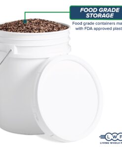 5 Gallon White Bucket & Lid - Durable 90 Mil All Purpose Pail - Food Grade - BPA Free Plasti (5 Gal. w/Lids - 3pk) 3 23 71jAX5OpZ8L