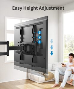 Alternative view of Pipishell Full Motion TV Wall Mount for Most 26-60 inch Flat & Curved TVs up to 77 lbs, Adjustable Bracket Height, Single Articulating Arm, Extension, Max VESA 400x400mm, PIMF9