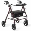 Medline Heavy Duty Rollator Walker with Seat, Bariatric Rolling Walker Supports up to 500 lbs, Large 8-inch Wheels, Burgundy 13 71jCM6vxyL