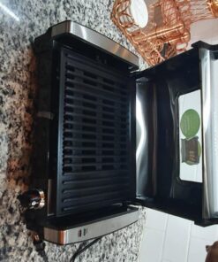 Hamilton Beach Electric Indoor Searing Grill with Viewing Window & Adjustable Temperature Control to 450F, 118 sq. in. Surface Serves 6, Removable Nonstick Grate, Stainless Steel Searing Grill with Window 95 71jCMlGHlGL 1