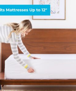Linenspa Zippered Mattress Encasement - Waterproof & Bed Bug Proof - Premium Noiseless & Absorbent Cover – Queen, White 12" Depth 37 71jD0leUaL 1