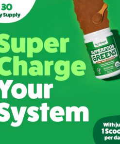 Organic Superfood Greens Powder - Cocoa Chocolate | Super Greens Fruit & Vegetable Supplement | Over 20 Greens, Fruits & Veggies, Fiber, Probiotics & Digestive Enzymes | 30 servings Superfood Cacao Greens Powder 21 71jDNnNMmL